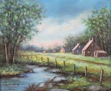Village au Bord de la Rivière - Yvon Bousquet