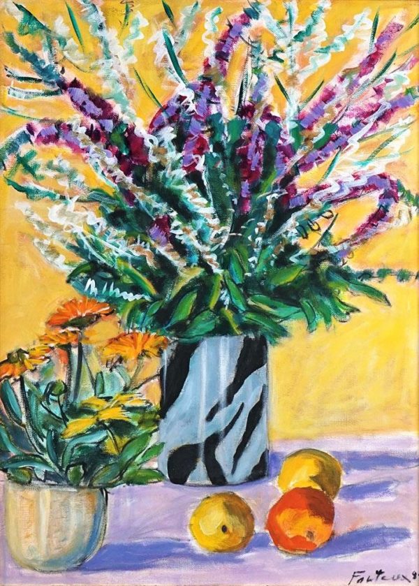Still Life with Flowers and Citrus - Louise Fauteux