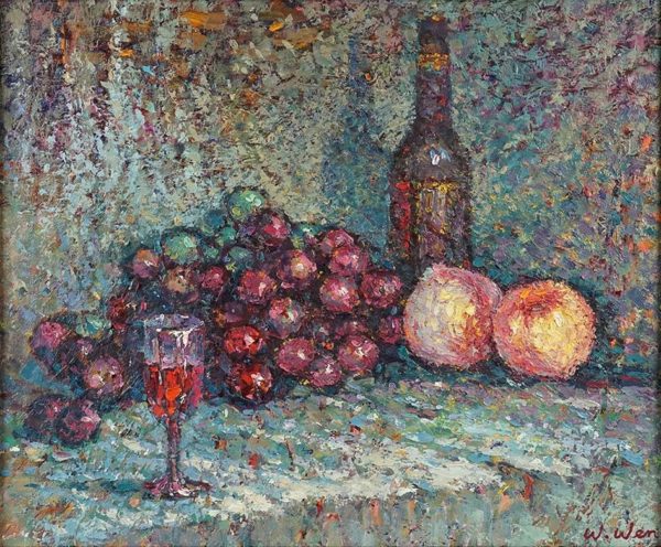 Still Life with Wine Glass - W. Wen
